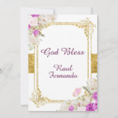 紫のメキシカンドレス 3歳の誕生日1 招待状 (裏面)