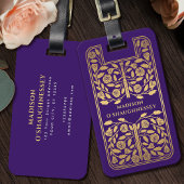 紫のメディエーバルファンタジーゴールドソードネーム ラゲッジタグ