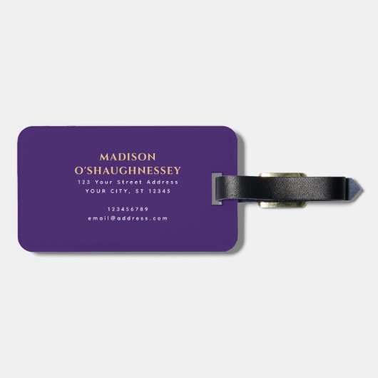 紫のメディエーバルファンタジーゴールドソードネーム ラゲッジタグ (裏面横)