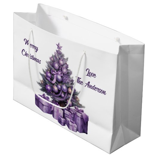 紫のメリークリスマス ラージペーパーバッグ (正面アングル)