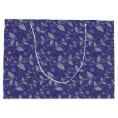 紫のモダンエレガント人気があるフローラ ラージペーパーバッグ (裏面)