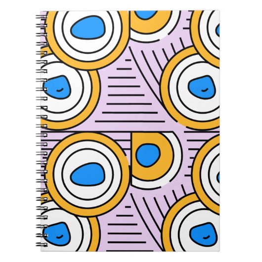 紫のモダンカラフルチベット抽象芸術パターン ノートブック (正面)