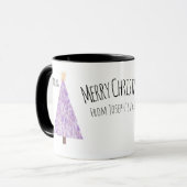 紫のモダンクリスマスツリー マグカップ (正面左)