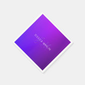 紫のモダングラデーション名とモノグラム スタンダードカクテルナプキン (角)