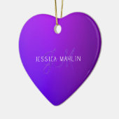 紫のモダングラデーション名とモノグラム セラミックオーナメント (左)