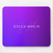紫のモダングラデーション名とモノグラム マウスパッド (正面)