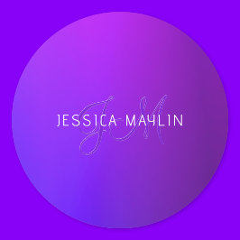 紫のモダングラデーション名とモノグラム ラウンドシール