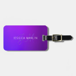 紫のモダングラデーション名とモノグラム ラゲッジタグ