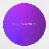 紫のモダングラデーション名とモノグラム ラベル (デザイン2)