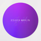 紫のモダングラデーション名とモノグラム ラベル (デザイン1)