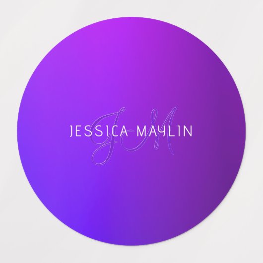 紫のモダングラデーション名とモノグラム ラベル (デザイン1)