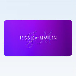 紫のモダングラデーション名とモノグラム ラベル