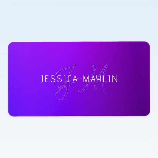 紫のモダングラデーション名とモノグラム ラベル
