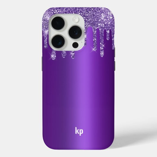 紫のモダングリッターがメタリックパープルに滴る Case-Mate iPhoneケース (裏面)