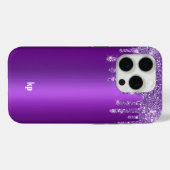 紫のモダングリッターがメタリックパープルに滴る Case-Mate iPhoneケース (裏面 (横))