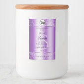 紫のモダングリッター製品ラベルのモノグラムロゴ フードラベル (正面)