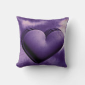 紫のモダンハート水の色バレンタインデー クッション (正面)