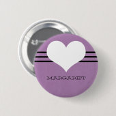 紫のモダンハート 缶バッジ (正面&裏面)