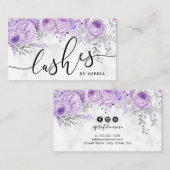 紫のモダンフローラかわいらし白い大理石のまぶし 名刺 (正面/裏面)