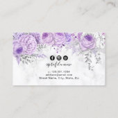紫のモダンフローラかわいらし白い大理石のまぶし 名刺 (裏面)