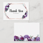 紫のモダンフローラサンキューカード 名刺 (正面/裏面)