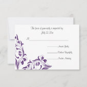 紫のモダンフローラ 出欠カード (正面)