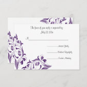 紫のモダンフローラ 出欠カード (正面/裏面)