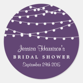 紫のモダンブライダルシャワーに文字列のライト ラウンドシール
