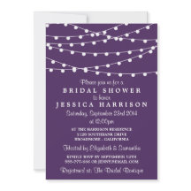 紫のモダンブライダルシャワーに文字列のライト