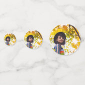 紫のモダン丸の写真卒業 コンフェッティ (裏面)