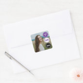 紫のモダン丸の写真卒業 スクエアシール (封筒)