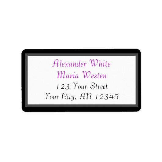 紫のモダン住所 シール (正面)