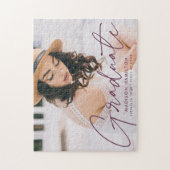 紫のモダン台本の写真卒業 ジグソーパズル (縦)