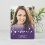 紫のモダン台本4枚の写真を卒業 案内状 (スタンド正面)