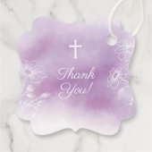 紫のモダン水の色の最初の聖餐式 フェイバータグ (裏面)