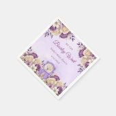 紫のモダン水色テディベア赤ちゃんシャワー スタンダードカクテルナプキン (角)