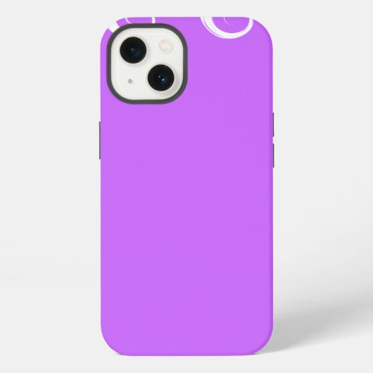 紫のモダン白の渦巻き iPhoneケース (裏面)