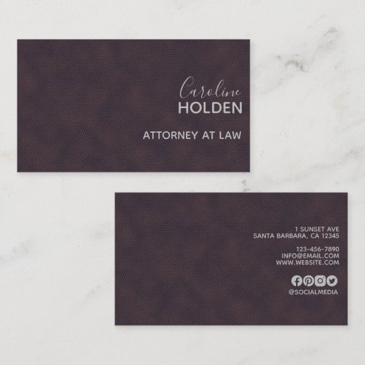 紫のモダン石皮革の質感プロフェッショナル 名刺 (正面/裏面)