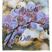 紫のモダン絵画ピンクの蘭の花の香り シャワーカーテン (正面)