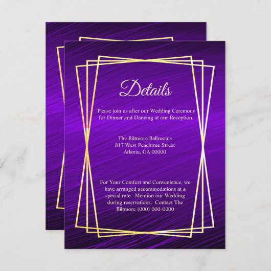 紫のモダン金ゴールド枠 エンクロージャーカード (正面/裏面)