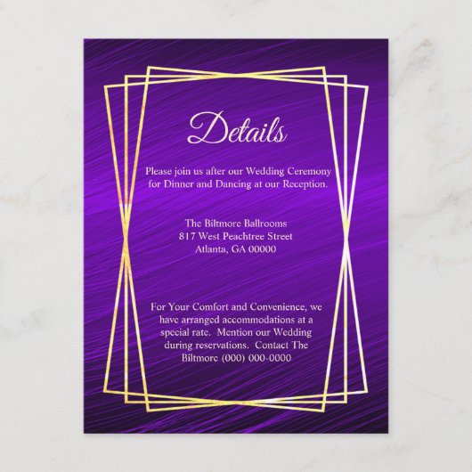 紫のモダン金ゴールド枠 エンクロージャーカード (正面)