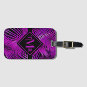 紫のモノグラムのヤシ熱帯地方 ラゲッジタグ (正面横)