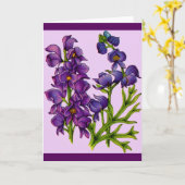 紫のモンクショッズフラワーズプリント カード (黄色い花)
