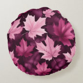 紫のユニークもみじの丸い枕をミュート ラウンドクッション (裏面)