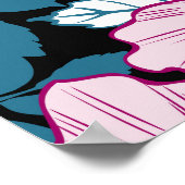 紫のユリ、青い葉の背景。 ポスター (角)