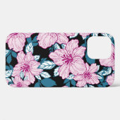 紫のユリ、青い葉の背景。 Case-Mate iPhoneケース (裏面 (横))