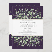 紫のユーカリ結婚ス 招待状 (正面/裏面)