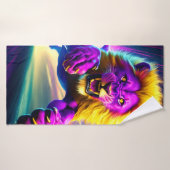 紫のライオン バスタオル (バスタオル)