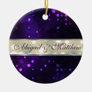 紫のライトクリスマパーソナライズされたスオーナメント セラミックオーナメント