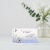 紫のライラックと蝶の絵 名刺 (スタンド正面)